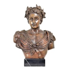 9932560-d Bronze Skulptur Figur Büste Cäsar auf Steinsockel 38x29cm 7kg