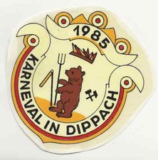 99/222 SCHIEBEBILD AUFKLEBER - KARNEVAL IN DIPPACH BERGBAU BÄR DRESCHFLEGEL DDR