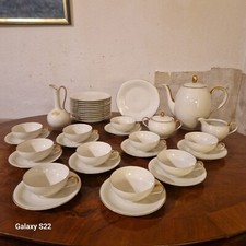 Hertel Jacob Bavaria Kaffeeservice Elfenbein Goldspitze Porzellan 38 Tlg.