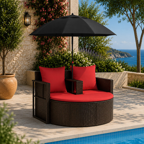 Gartenbett mit sonnenschirm - gartenbett,