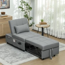 HOMCOM 3-in-1 Schlafsessel mit Bettfunktion, ausziehbares Schlafsofa, Hellgrau