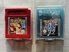 2 GameBoy Spiele 1 x Pokemon rote & 1 x Pokemon Kristall Edition inkl. Schutzhül