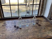 1von3  Teelichtflasche BOTTLE 31x8cm Glas Windlicht Hängeflasche Hängelicht alt