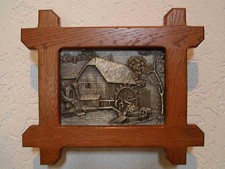 schöner Schlüsselkasten in Eiche rustikal mit Zinnbild einer Mühle NEUw. OM1115