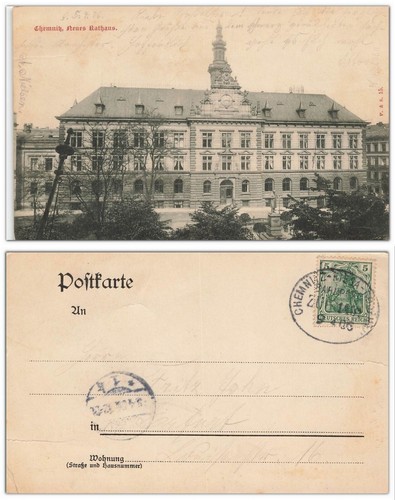 Chemnitz rathaus bahnpost - ak,