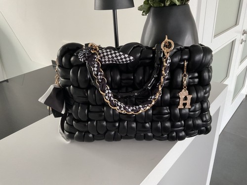 Handtasche geflochten schwarz