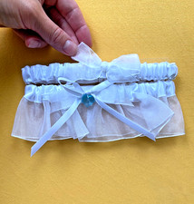 Braut Strumpfband 2 Stück Weiß mit Schleife Herz Deko Hochzeit Accessoire NEU