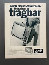Graetz Lady tragbarer Fernseher S/W TV 70s retro 1970 Vintage Ad Werbung Reklame