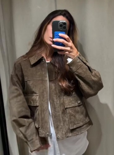 Zara 100 leder bomberjacke - 100%,