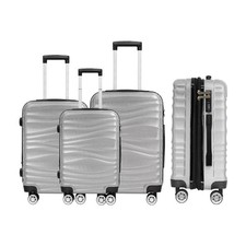 Kofferset DMS 3-teilig Trolley Hartschalenkoffer leicht robust & sicher silber