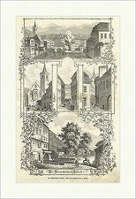 Die Krämerbrücke in Erfurt H. Kruspe Deutsches Reich Thüringen Holzstich E 11603