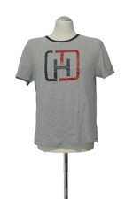 Tommy Hilfiger Herren Shirt M Grau Print kurzarm Rundhals Regular T-Shirt (20801