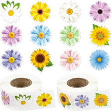 Blumen Sticker Set 1000 Stück/2 Rollen Prilblumen Aufkleber für DIY Handwerk