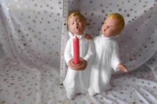 gr Engelpaar Kerzenhalter 23 cm original Singer Engel Jullar geklebt/restauriert