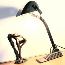 Antike Orig. HORAX Banker Vintage Emaille Art Deco Schreibtischlampe 20er 30er