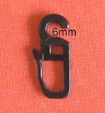 10 - 200 Gardinenhaken schwarz Öse 6mm für Ringe Faltenhalter Gardinengleiter