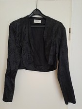 Bolero schwarz mit schwarzer Stickerei und Glitzer Gr. 36 NEU