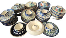 Eierbecher flach, Eierteller, Bunzlauer Keramik D:10cm H:3,5cm DACKEL LAWENDEL