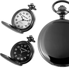 Excellanc Quarz analog Taschenuhr 47mm Schwarz glänzend 33cm Kettte Sprungdeckel