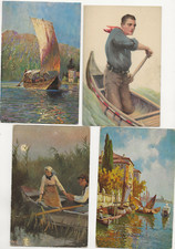 30/792  AK SCHIFF KAHN BOOT - BUDAPEST KARL RAUPP EINSAMER RUDERER sign.