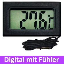 Temperatur Thermometer mini Anzeige digital Fühler Kabel 1 m messen Einbau kompa