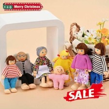 7 Familie Puppenhaus Puppen, Holz Puppenfamilien für Kinder Spiel Haus Geschenk