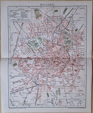 Top Rar Mailand, Farbiger Stadtplan, Maßstab 1 : 20.800, Brockhaus 14. Auflage