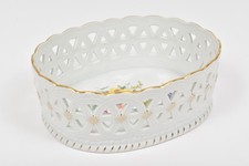 Ludwigsburger Porzellan - Korb Schale - Ajour durchbrochen - Blumendekor Gold - 