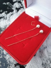 Russisches Rose Rotgold 585 Durchzieher Ohrringe mit Perlen 5 mm Neu 💖💖💖💖