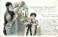Ak Glückwunsch Neujahr, Kalender, Kinder, Mann mit Hammer - 4567679