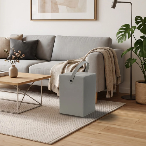 Hocker linus greige aus echtem - hocker,