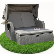 Gartenliege Polyrattan Bett