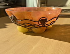 Daum Nancy Louis Majorelle Glas Schale & Eisenmontierung, um 1920