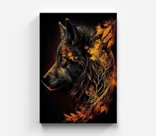 Leinwand Bild Wolf Farbig