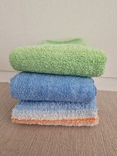 3 Chinesische Handtücher Handtuch  x Monogramm "LW" 1970er Jahre blau /grün