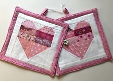 Topflappen, rosa Herz, Topflappenset, Patchwork, handmade, Landhaus,  genäht