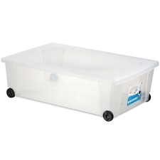 Aufbewahrungsbox mit Deckel und Rollen 1 Stück 30 Liter 59x39x18 transparent BoL