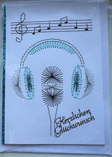 Grußkarte, Fadengrafik, Doppelklappkarte, Grußkarte  sticken mit Umschlag