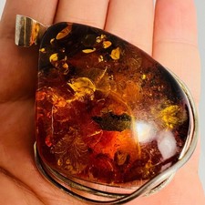 XXL Bernstein Anhänger – 27,36 g – Handgefertigt in Silberfassung – Unikat