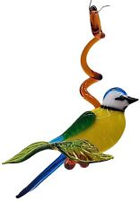 Hängevogel Blaumeise auf Ast hellblau Fensterdekoration Glasvogel 