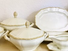 Antik Art Déco Porzellan Tafelservice Carstens Sorau elfenbein braune Ranke EDEL