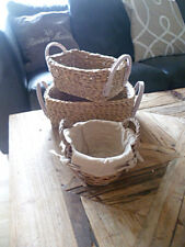 3er Set Körbe Seegras Rattan Weide