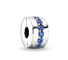Charm Clip Stopper Zirkon blau