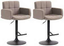 #Lage313 2x Barhocker Los Angeles, Stoff schwarz taupe Barstuhl Tresenhocker Set