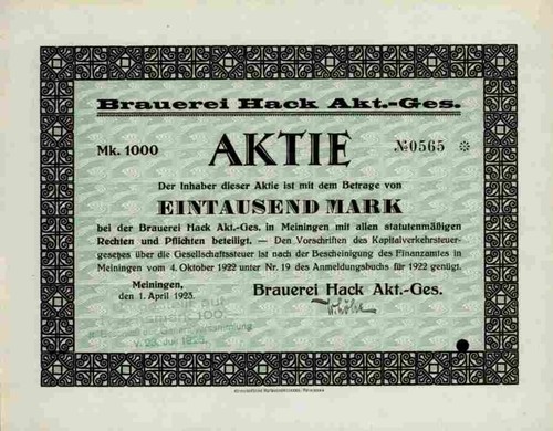 Brauerei hack 1923 meiningen - 1923,