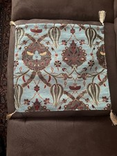 Neuer Kissenbezug 40x40 Chenille Hellblau mit Floralem Muster hochwertiger Stoff