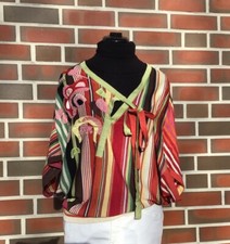 KENZO Strick Pullover Oberteil Poncho Gr. L Seide Rot Lila Grün Mehrfarbig TOP