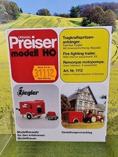 Preiser H0 31112 Tragkraftspritzenanhänger Ziegler Feuerwehr OVP / F01