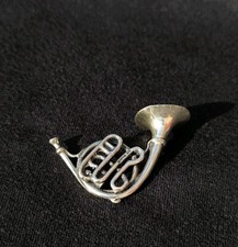 Kleines Miniatur Waldhorn Horn 925 Silber Italien Arezzo  4,3 cm Silberminiatur 