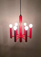 Alte Vitrika Pendellampe Leuchter Danish Design Holz rot Vintage 70er